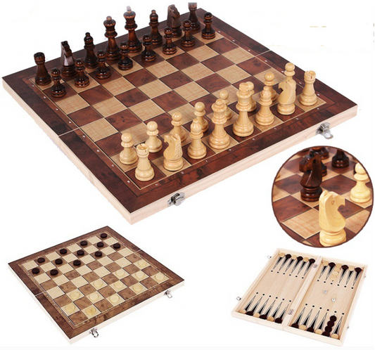 3 in 1 Chess/Checkers/Backgammon Game Set